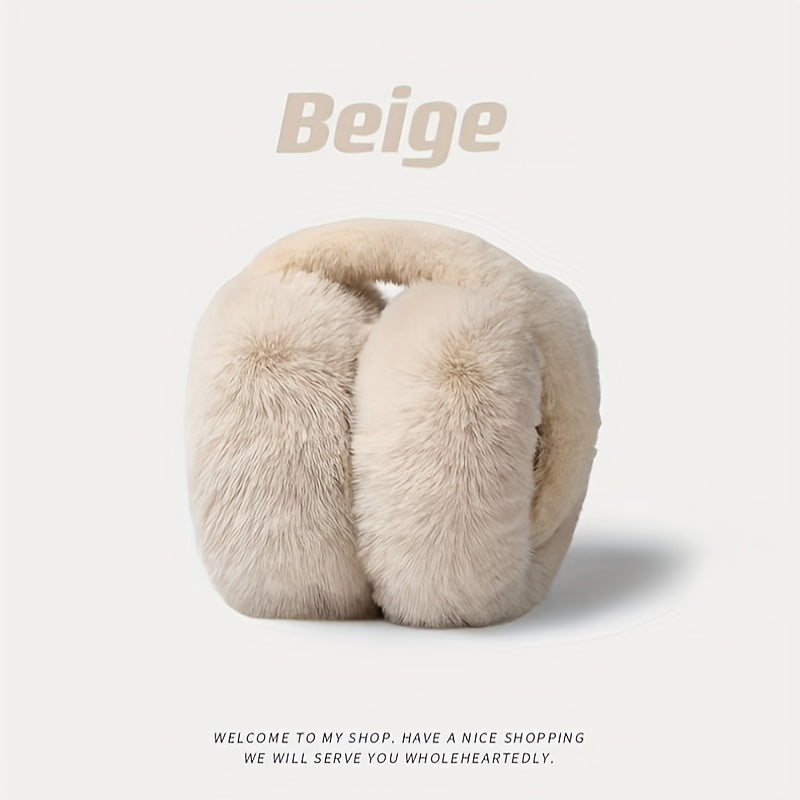 Soft Polyester Winter Earmuffs for Women, Cozy Fleece, Adjustable, Foldable