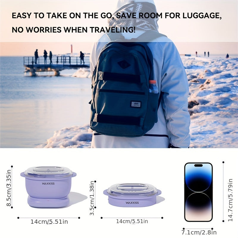 Purple Silicone Wax Warmer Kit 500ml with Hard Wax Beads and Wooden Sticks for Hair Removal