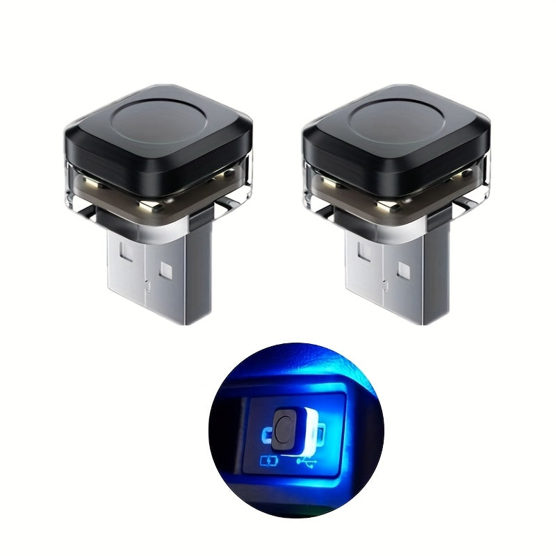 2 dona Mini Avtomobil USB Ambient LED chiroqlar ichki bezak uchun atmosfera lampalari