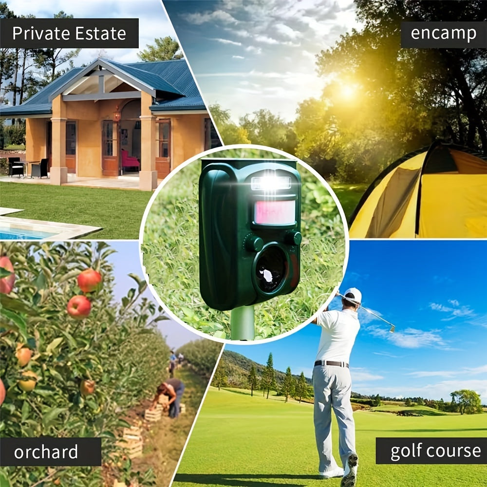 1 dona Ultrasonik Quyosh Energiya Hayvonlarni Qochiruvchi LED Yoritgich va Harakatni Aniqlash bilan, turli hayvonlarni qochiradi, 36.83 sm B*10.92 sm K*5.33 sm U