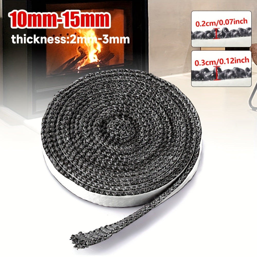 Black Fiberglass Fireproof Sealant Tape for Log Burners Fireplace 2m 3m