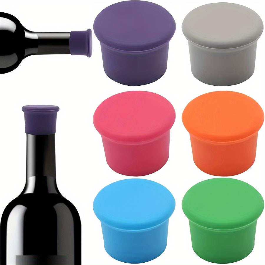 Silicone Wine Stoppers Set of 6 for Champagne and Beer Bottles Reusable Food Safe