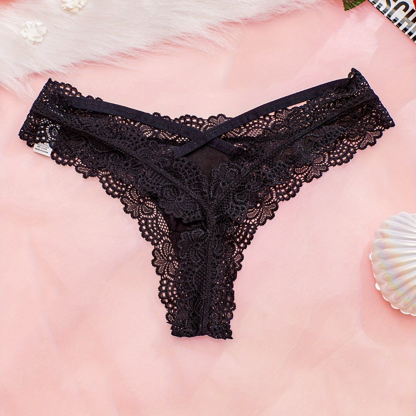 Women's Lace Thongs Floral Criss Cross Sexy Underwear