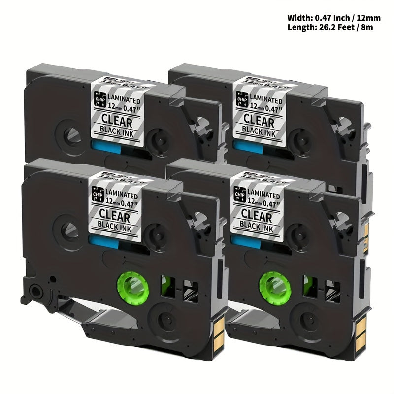 Laminated Label Tape 1.19cm x 7.99m for Label Makers, Clear Text, Easy Peel