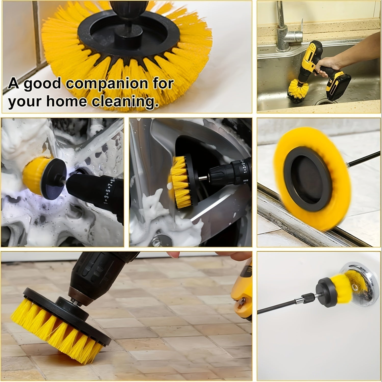 23-Piece Drill Brush Attachment Set for Grout Tiles Bathroom Kitchen Cleaning