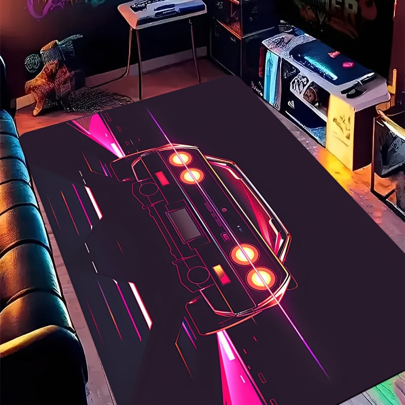 Stylish Sports Car Doormat 8mm Soft Polyester Indoor Rug Non-Slip Entryway