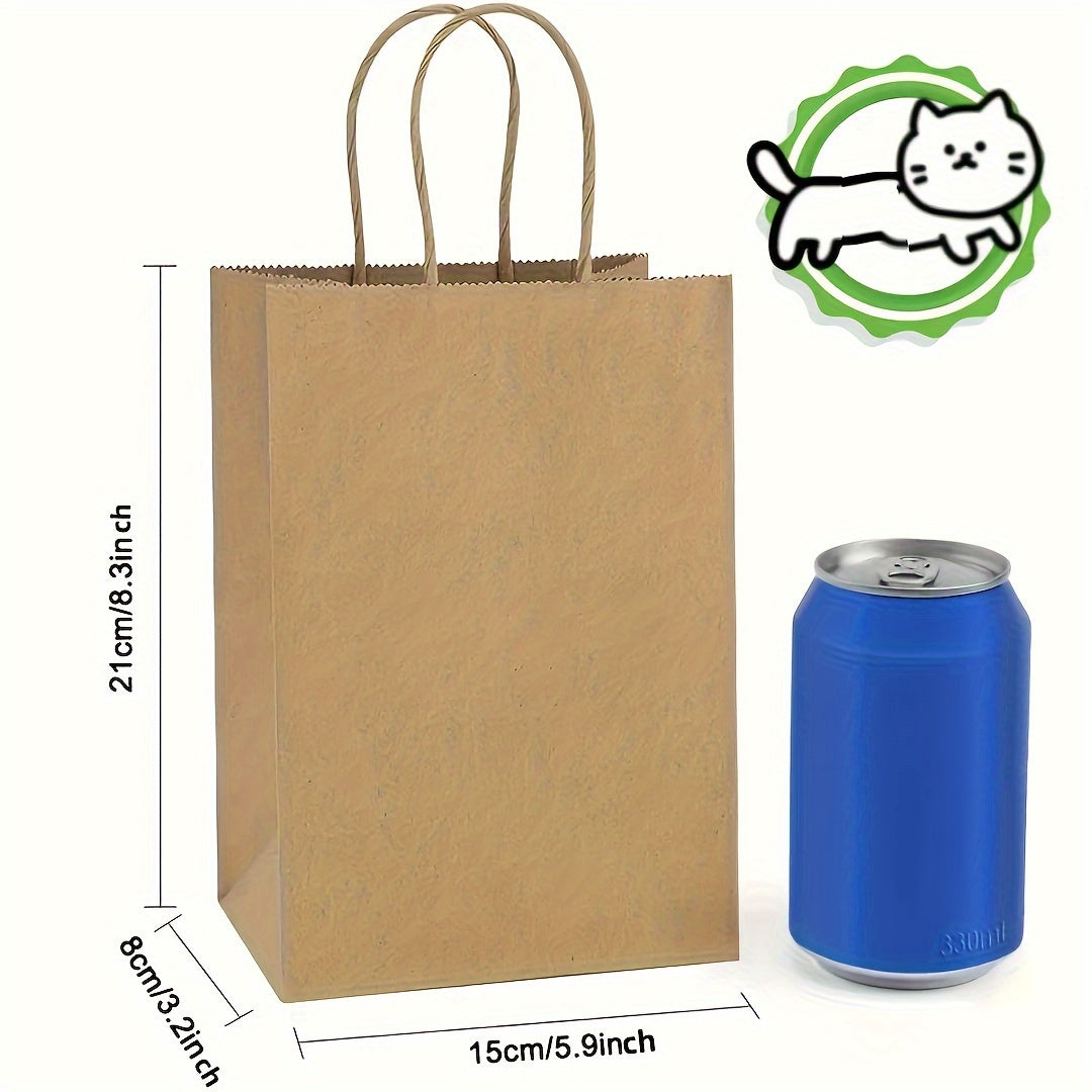 10 Pack Brown Kraft Paper Gift Bags with Handles for Shopping and Events