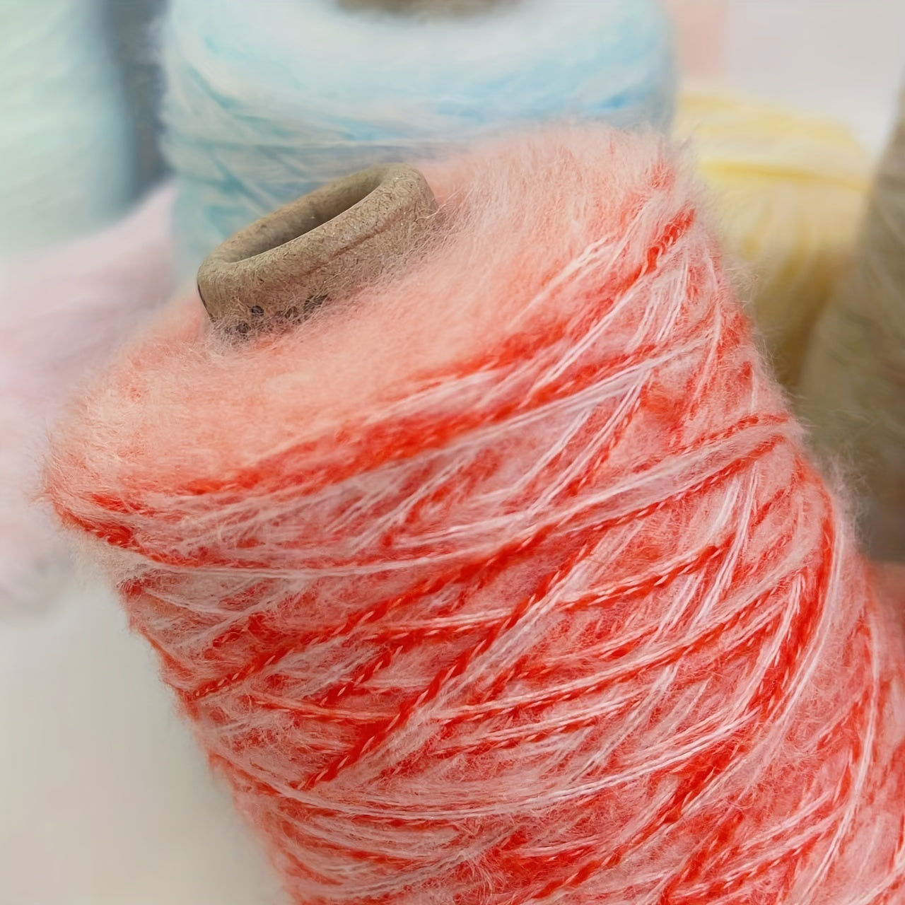 200g Mohair and Acrylic Yarn for Knitting Scarves Sweaters White 1mm Thick