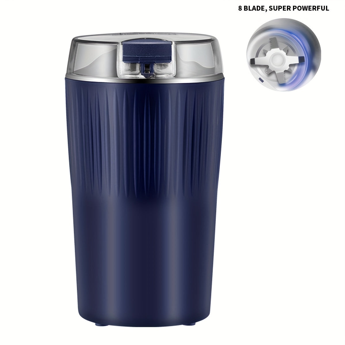 Electric Coffee and Spice Grinder 3.5oz Stainless Steel Blade Black Blue