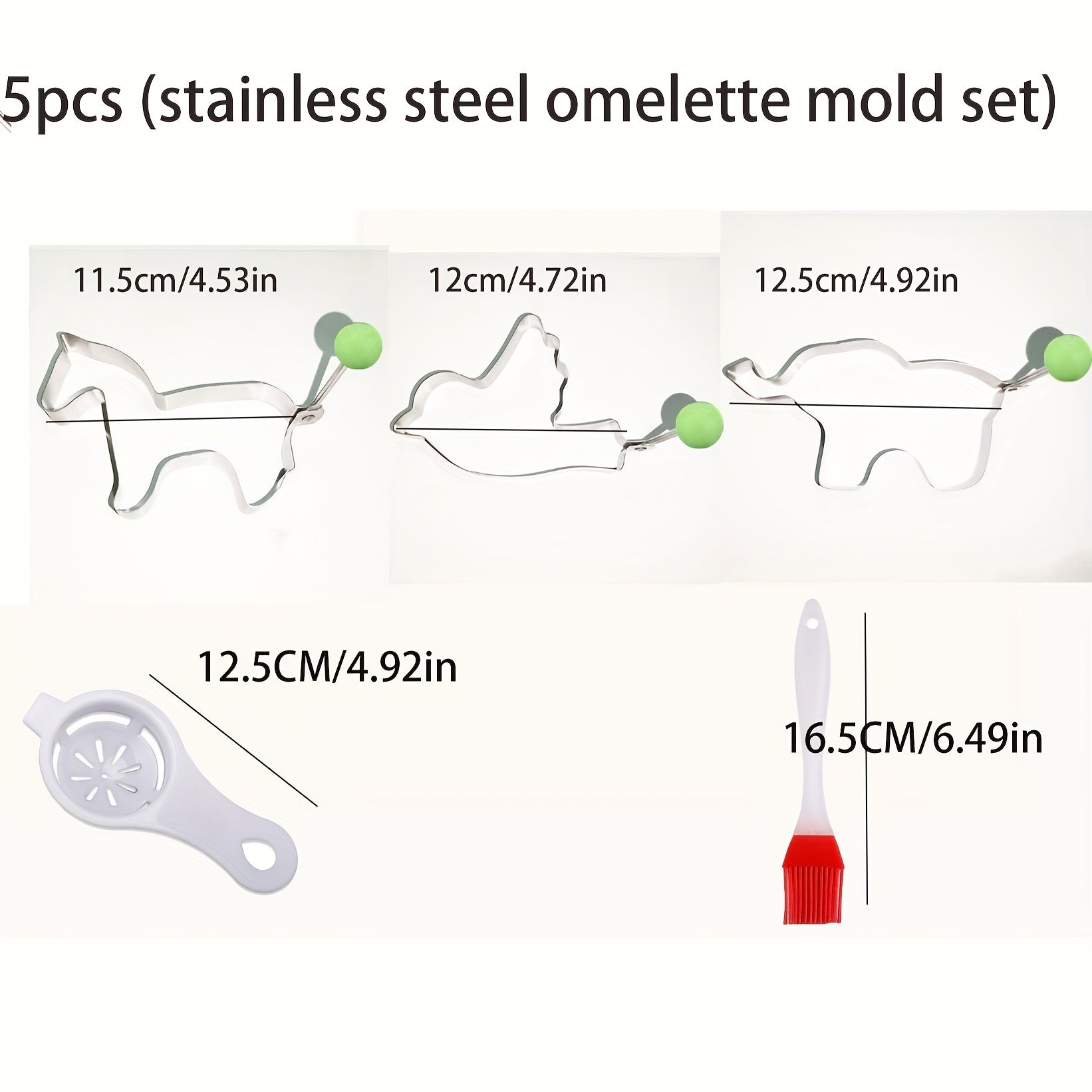 Stainless Steel Fried Egg Rings Pancake Shapers Omelette Molds Kitchen Utensils Set