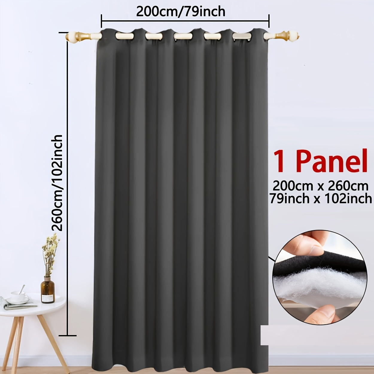 Qorong'i Grommet Qopqog'i 100% Polyester Termal Izolyatsiya uchun Yotoqxona va Mehmonxona