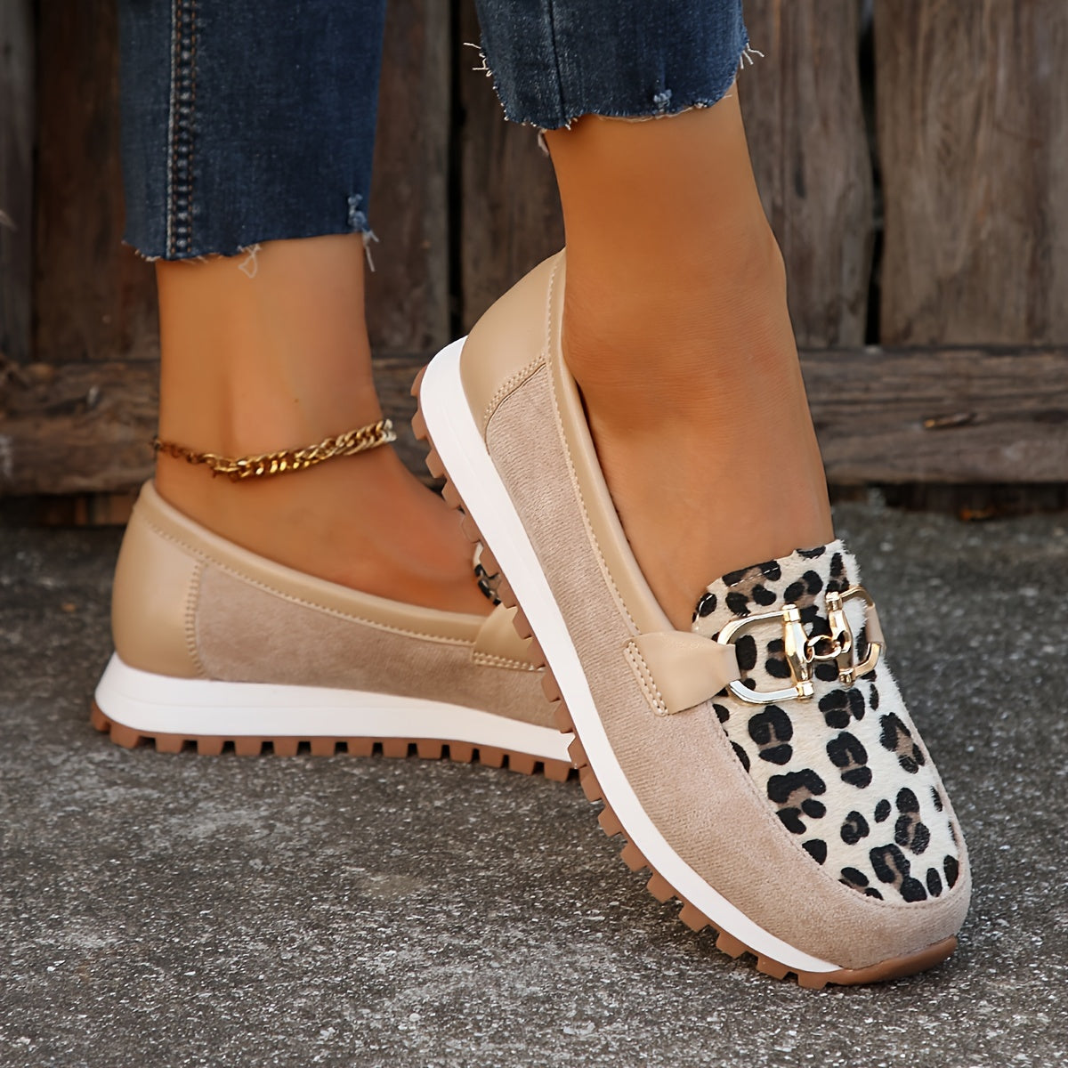 Women Loafers Spring Autumn Plaid Moccasins Slip-On Casual Shoes