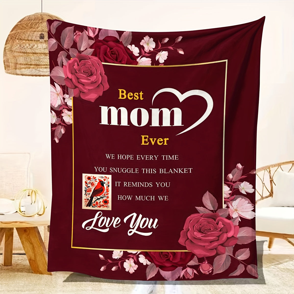 Cozy Flannel Throw Blanket with Heartwarming Message for Couch Bed Travel