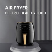 Yevropa standarti 220V havo fritüri, 1200W quvvat bilan, kartosh chiplari va boshqalar uchun ideal, ko‘p funksiyali, to‘liq avtomatik, 6ml/oz sig‘imi, konvertatsiya plitasiga ehtiyoj yo‘q.