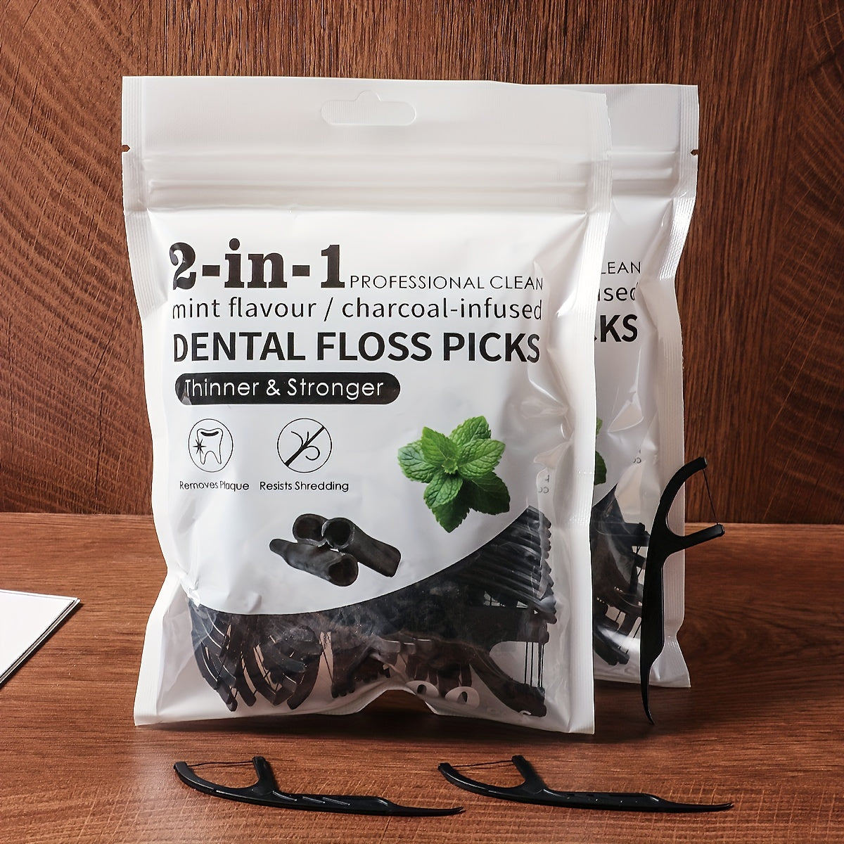 Uniseks bambuk ko'mirli tish ipi tanlovi, kesilmaydigan chiziq, kattalar uchun sayohat