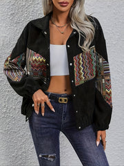 Women's Casual Tribal Print Coat with Geometric Pattern for Spring and Fall