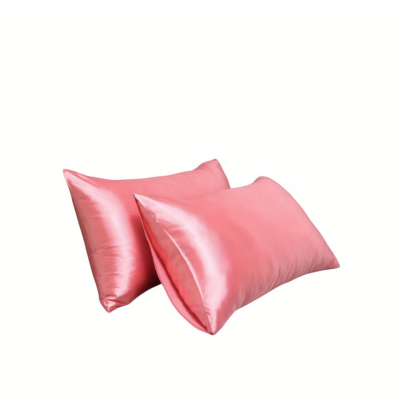 Set of 2 Satin Pillowcases 90g Envelope Closure 100% Polyester Silky Fabric