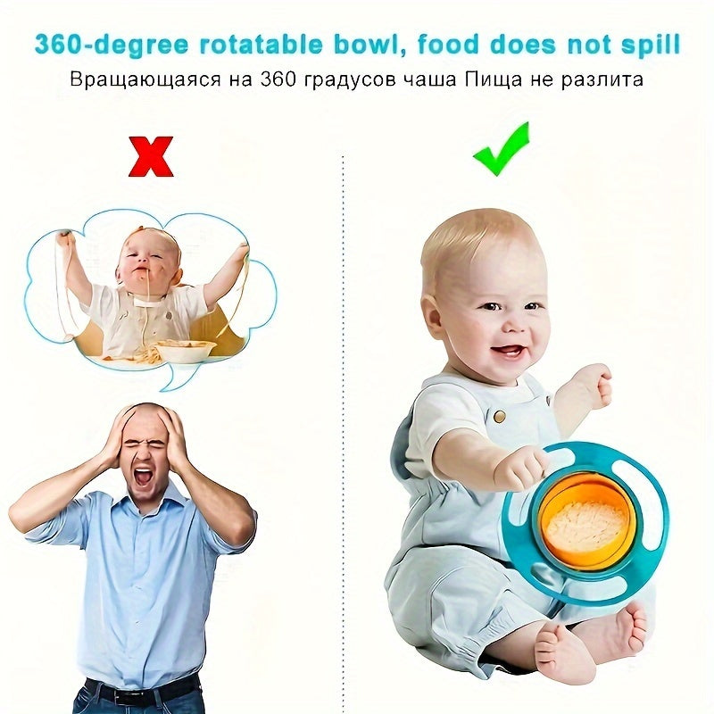 Baby Toddler Feeding Bowl BPA-Free Rotating Spill-Proof 360 Degree Spin Multi-Color