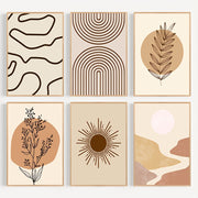 Set of 6 Boho Landscape Canvas Wall Art Prints 11.8x15.7 Inches for Living Room