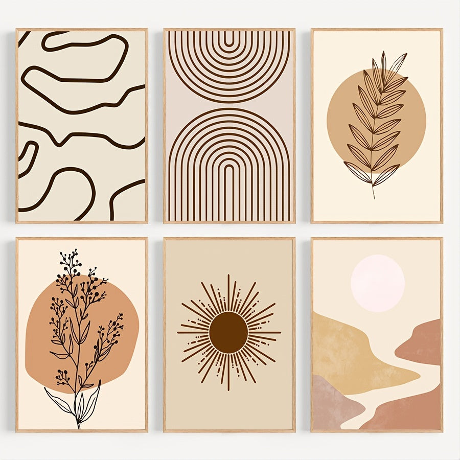 Set of 6 Boho Landscape Canvas Wall Art Prints 11.8x15.7 Inches for Living Room