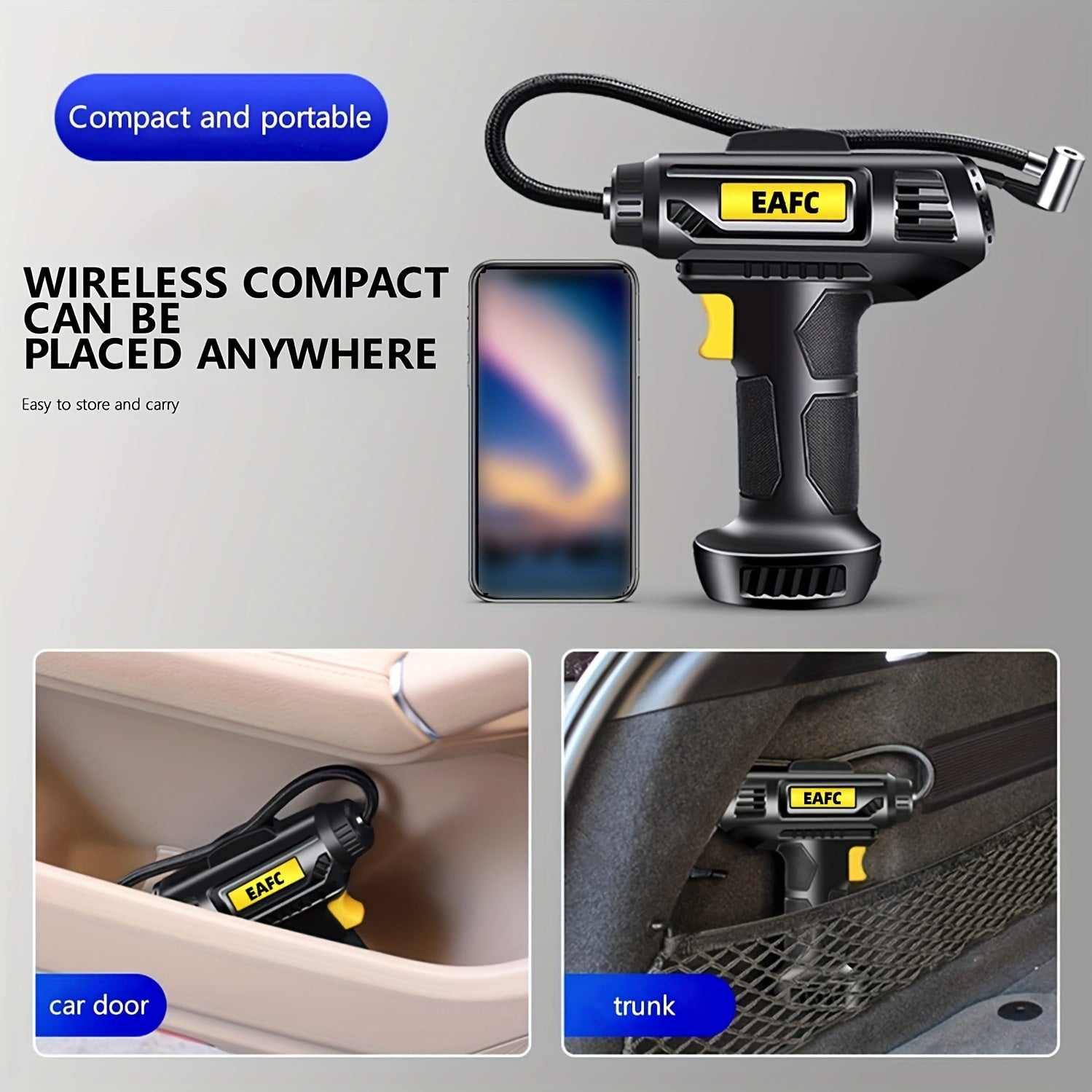 Portable Car Air Compressor Wireless Tire Inflator with LED Light 120W
