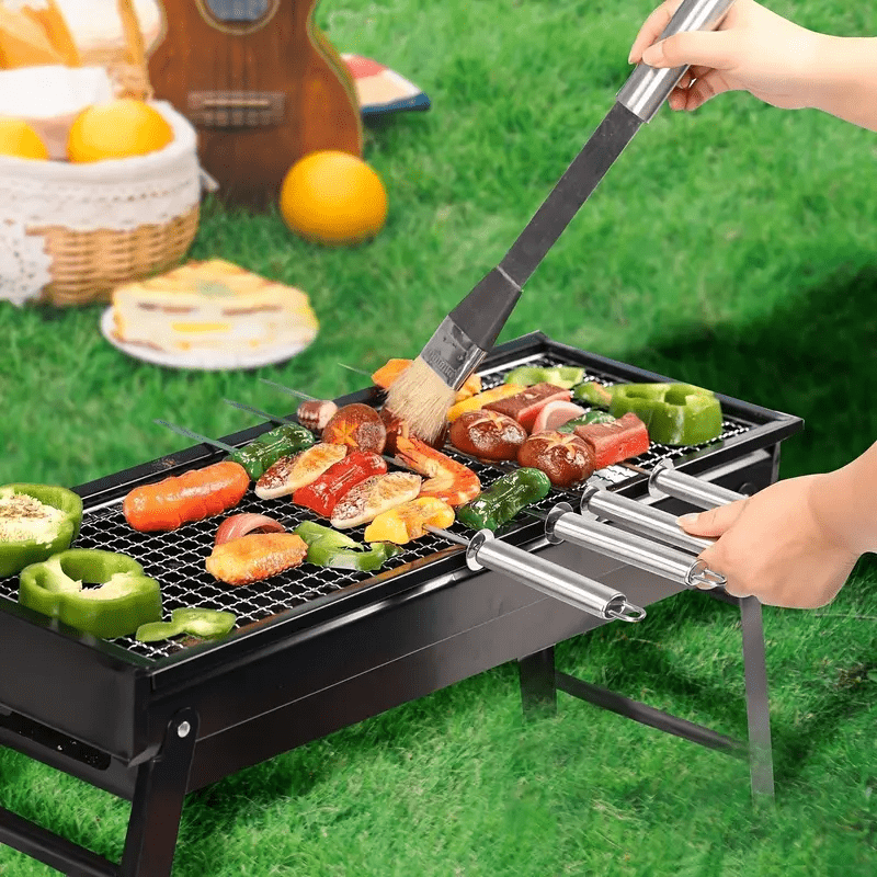 Foldable Portable Charcoal Grill for Camping and Barbecue Cooking