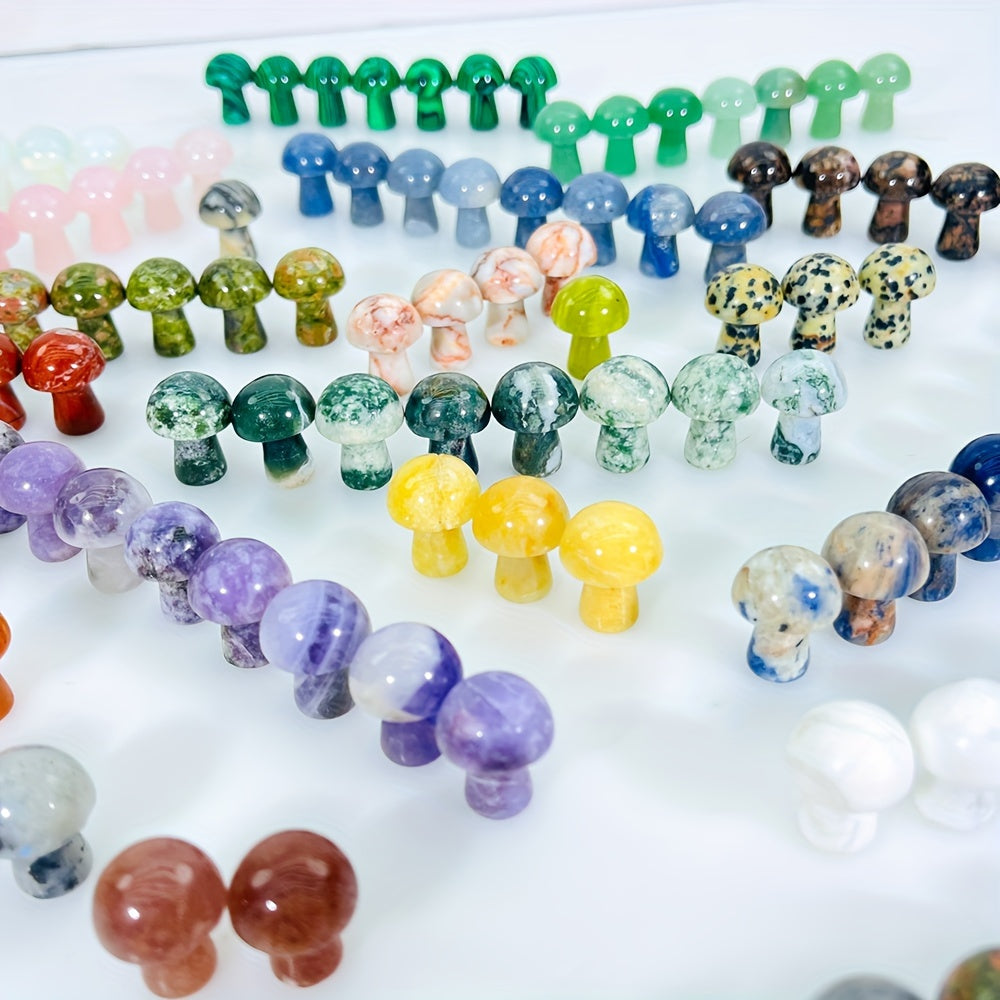 Juego de 20 cuentas de cristal artificial mini setas talladas a mano, gemas falsas para decoración del hogar