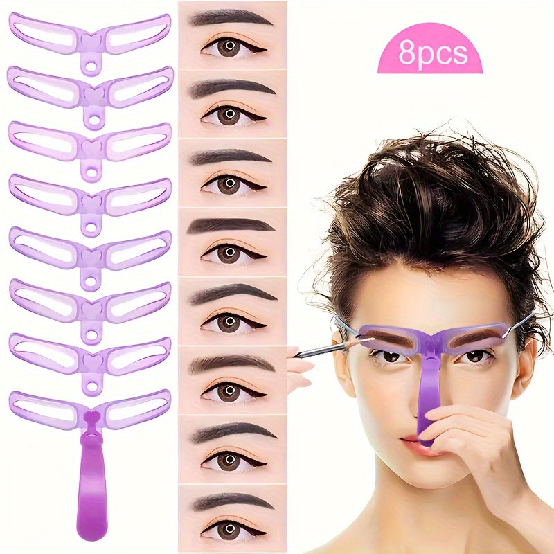 8pc Hypoallergenic Eyebrow Shaping Kit with Reusable Purple Stencils