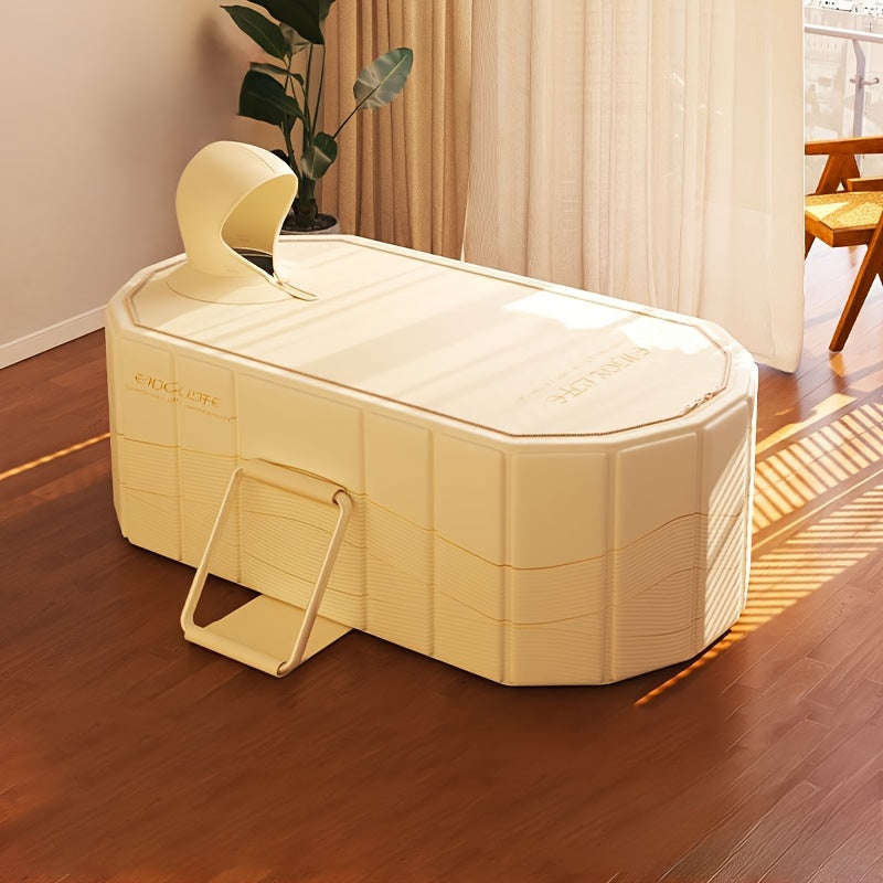 Portable Folding Bathtub with Lid for Home Balcony Patio Use