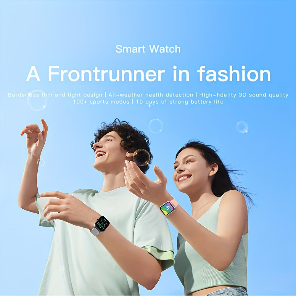 Smartwatch Full Screen Call Function 100+ Exercise Modes Pedometer Calorie Tracker Rechargeable Black Pink