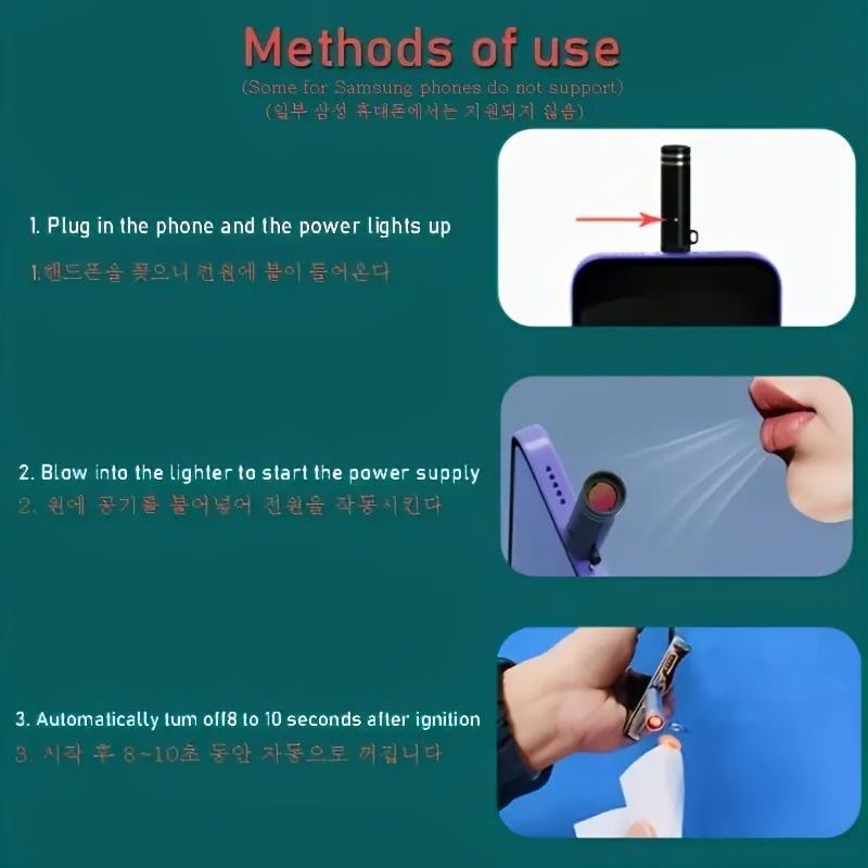 Portable USB-C Electric Lighter, Rechargeable, Windproof, for Camping and Travel