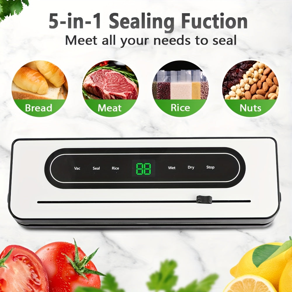 Avtomatik vakuum yopish mashinasi, kesgich bilan, quruq va nam oziq-ovqat rejimlari, LCD sensorli ekran, kuchli suv o'tkazmaydigan, oshxona oziq-ovqat saqlash