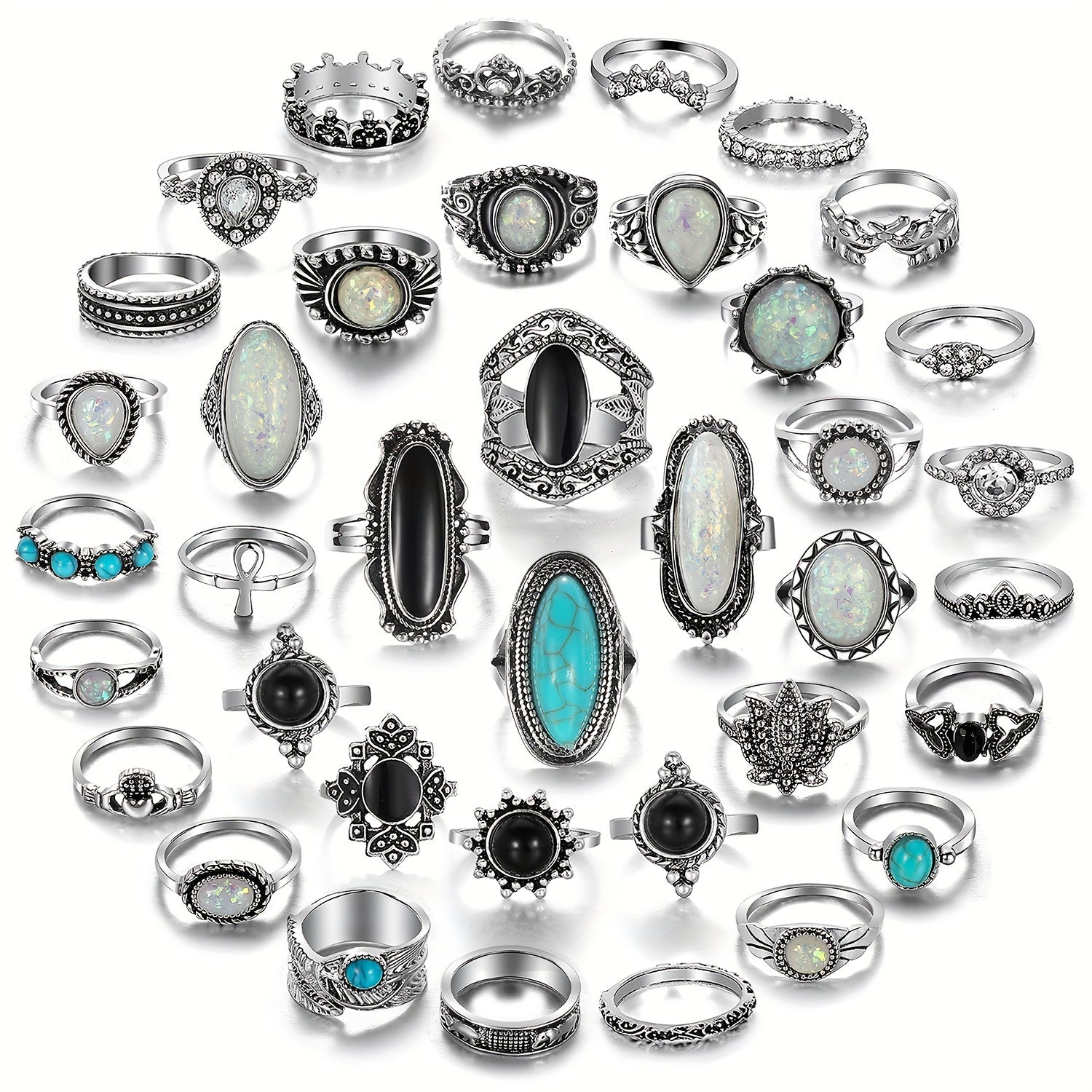 39-Piece Bohemian Stacked Rings for Women Retro Fashion Jewelry