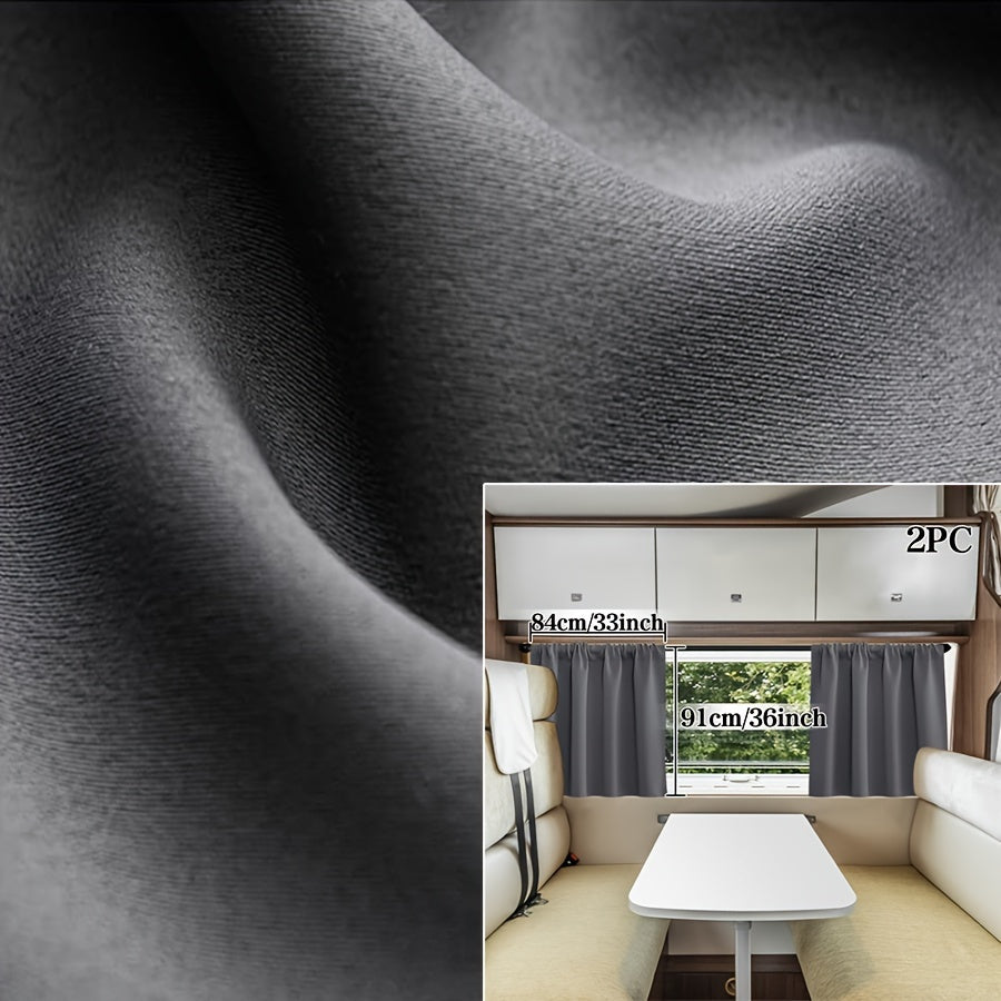 2-Pack RV Window Curtains Blackout Thermal Insulation Privacy Short Drapes Gray