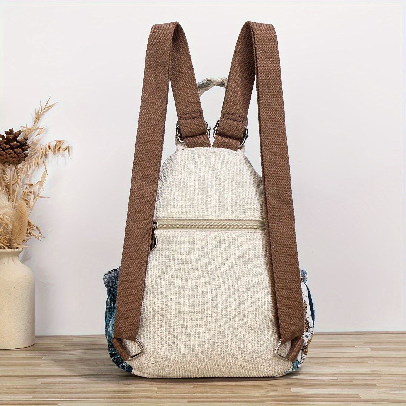 Mochila de estilo bohemio con estampados coloridos de gatos y gansos para uso casual