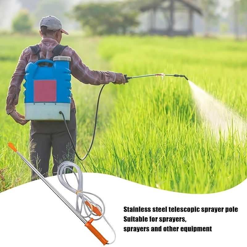 2 телескопические штанги с 3,3 м нержавеющим шланговым распылителем для высоконапорного распыления при поливе, покраске и сельском хозяйстве.