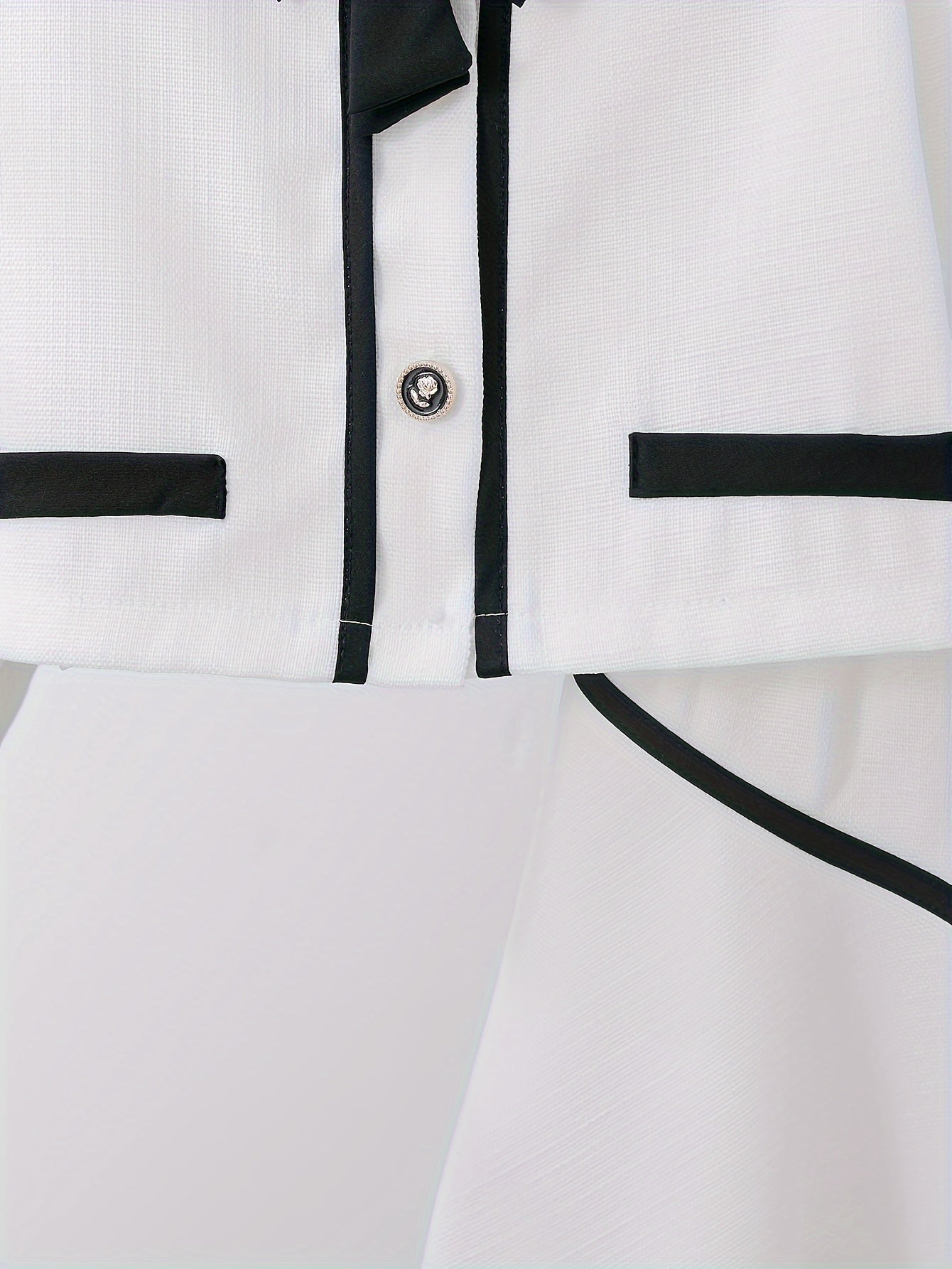 Girls Two-Piece Set with Tweed Top and A-Line Skirt for Spring and Fall