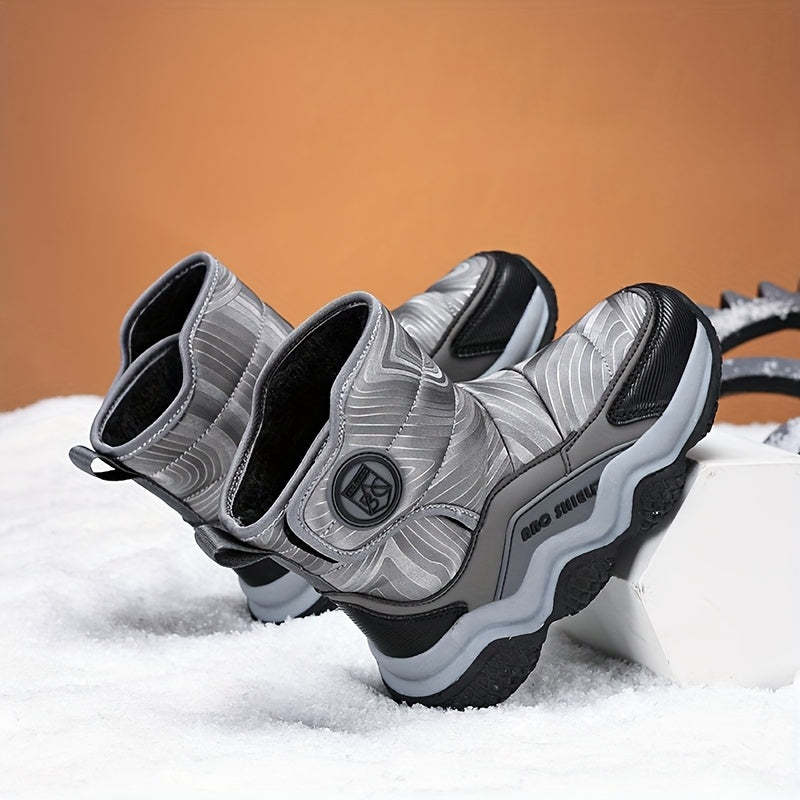 Kids Snow Boots Winter High-Top Non-Slip Fleece Lining Casual Shoes for Boys and Girls