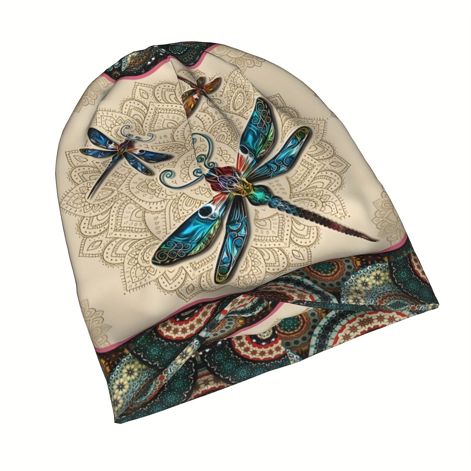 Erkaklar uchun Ajdaho qanotlari printli trikotaj beanie, premium retro boho uslubidagi iliq shlyapa kuz va bahor uchun