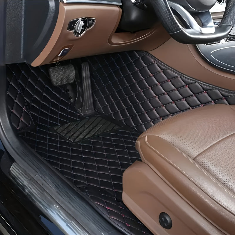Car Floor Mats PUPU Leather Custom Fit for Left-Hand Drive Vehicles Durable Easy to Clean Three-Piece Set