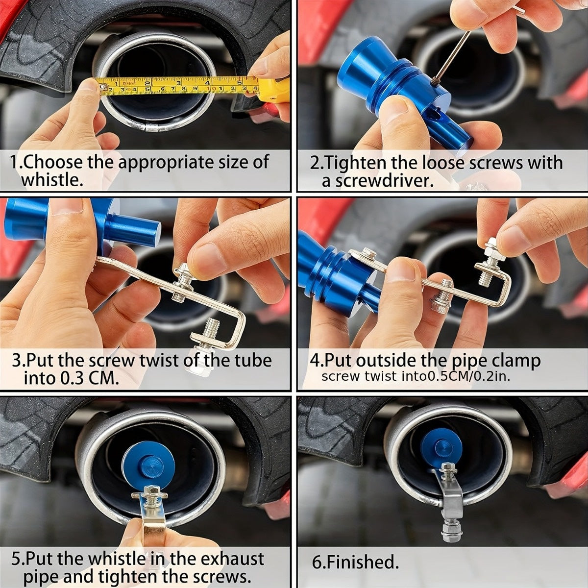 Aluminum Turbo Whistle Exhaust Sonic Simulator Kit for Cars and Motorcycles