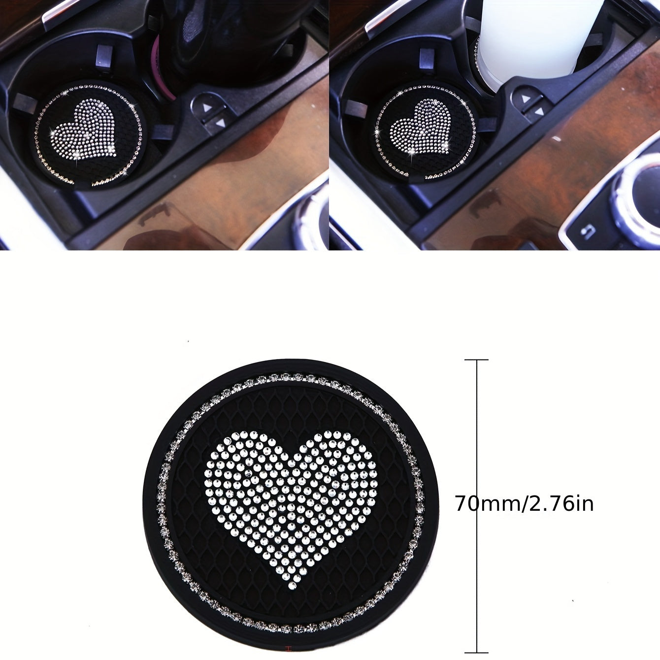 2 ta paket Bling Rhinestone Avtomobil stakan tutqichlari uchun qopqog'i, silikon qo'shimchalari, universal moslik