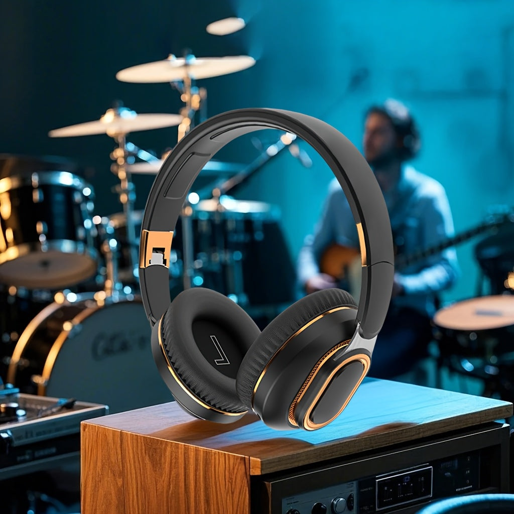 Auriculares inalámbricos con aislamiento de sonido, batería recargable, 16H de duración, micrófono, control de volumen, plegables para ejercicio, juegos y grabación