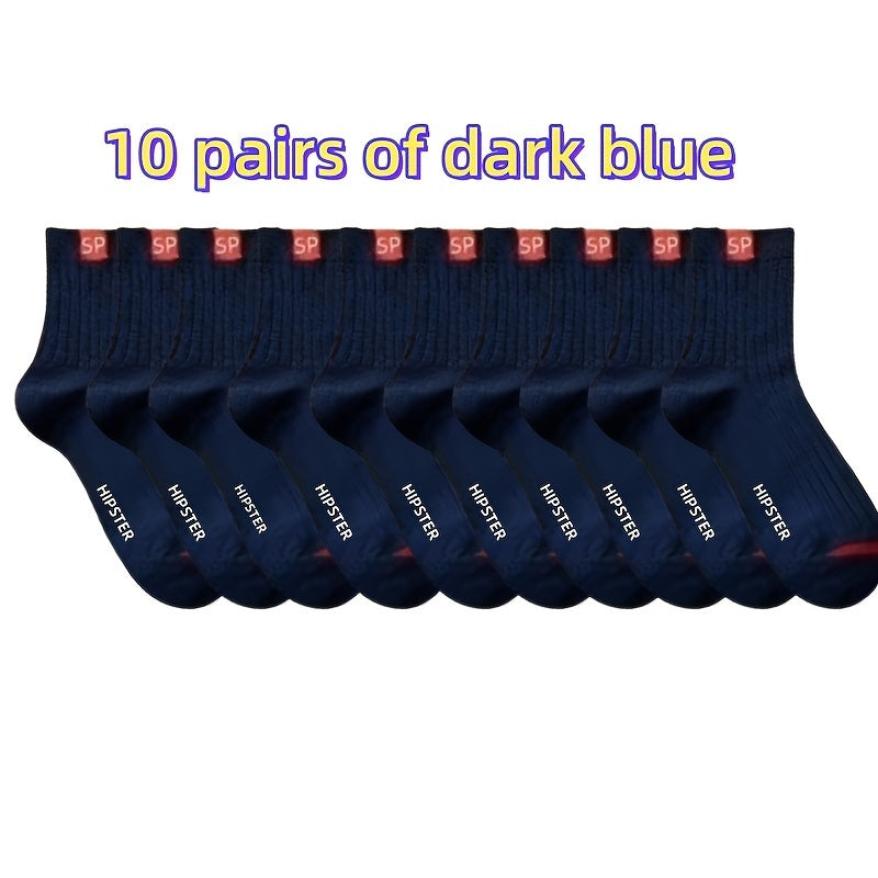 Men's Business Socks 5 or 10 Pairs Mid-Tube Odor-Resistant Breathable Moisture-Wicking