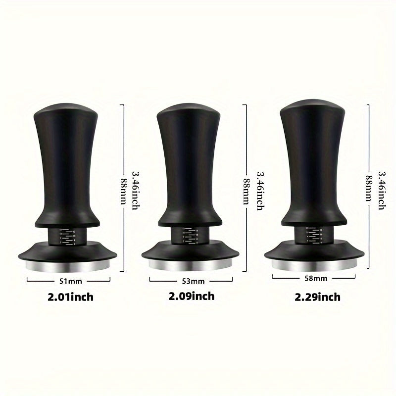Tamper de espresso de acero inoxidable con calibración de profundidad ajustable para uso en casa