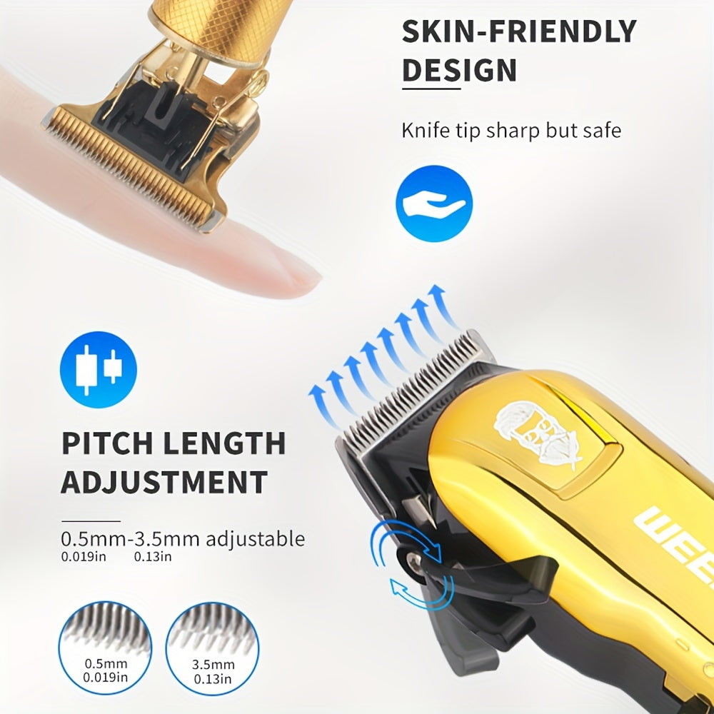 Set de recortadora de pelo eléctrica para hombres, recargable por USB, afilada, para salón y regalo