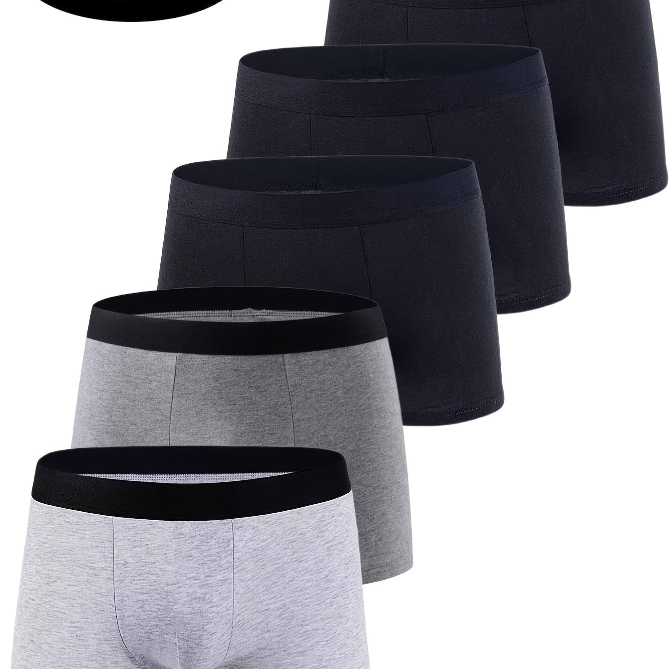 Men's Cotton Boxer Shorts Set of 5 Breathable Soft Stretch Casual Solid Color