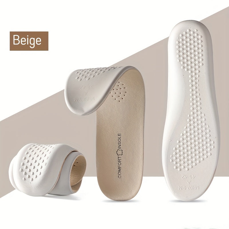 Men Women Faux Leather Sports Insoles Breathable Cushioned Support 2 Pack