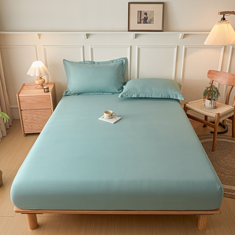 Light Blue Beige Full Wrap Fitted Sheet Non-Slip All-Season Bedding