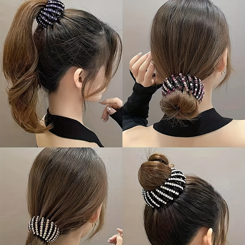 Shimmering Rhinestone Hair Clip for Women and Girls Ponytail Holder Durable Grip